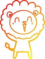 warm gradient line drawing laughing lion cartoon vector