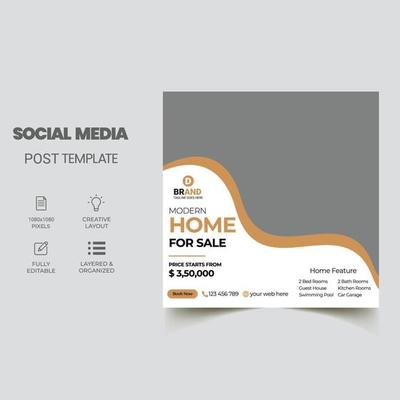 Real Estate Social Media Post Template, Editable Post Template Social Media Banners