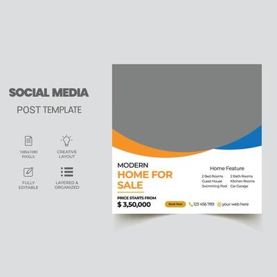 Real Estate Social Media Post Template, Editable Post Template Social Media Banners