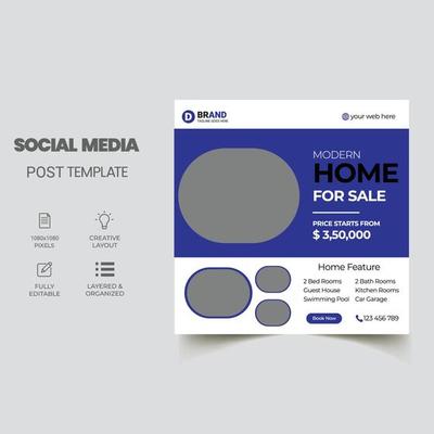 Real Estate Social Media Post Template, Editable Post Template Social Media Banners