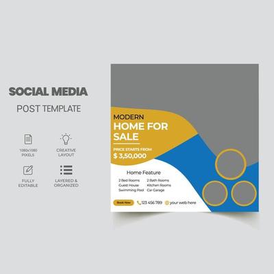 Real Estate Social Media Post Template, Editable Post Template Social Media Banners