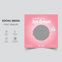 plantilla de banner de publicación de redes sociales de helado, diseño de banner cuadrado editable vector