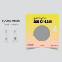 ice cream social media post banner template, Editable Square Banner Design vector