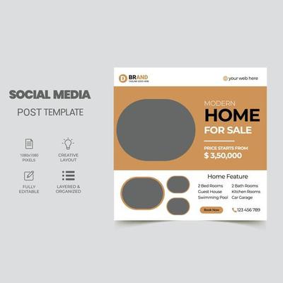 Real Estate Social Media Post Template, Editable Post Template Social Media Banners