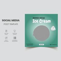 plantilla de banner de publicación de redes sociales de helado, diseño de banner cuadrado editable vector