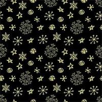 Seamless pattern from snowflakes. Hand-drawn illustrations in line art and doodle style. Creation of design for New Year, winter, Christmas vector