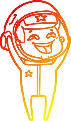 warm gradient line drawing cartoon laughing astronaut