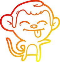 warm gradient line drawing funny cartoon monkey pointing vector