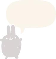 cartoon rabbit and speech bubble in retro style vector