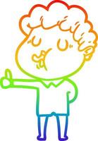 rainbow gradient line drawing cartoon man singing vector