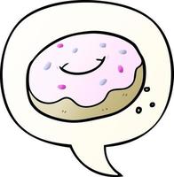 cartoon donut and sprinkles and speech bubble in smooth gradient style vector