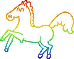 rainbow gradient line drawing cartoon horse rearing up vector