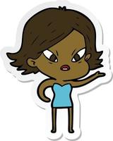 sticker of a cartoon stressed woman vector