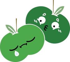 flat color retro cartoon apples vector