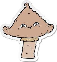 sticker of a cartoon mushroom with face vector