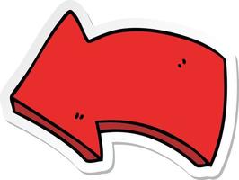 sticker of a quirky hand drawn cartoon arrow vector