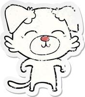 distressed sticker of a cartoon dog vector