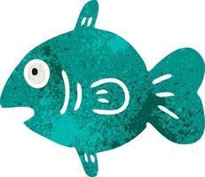 retro cartoon doodle of a marine fish vector