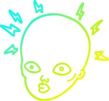 cold gradient line drawing cartoon bald head vector