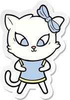 sticker of a cartoon cat vector