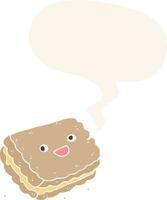 cartoon biscuit and speech bubble in retro style vector