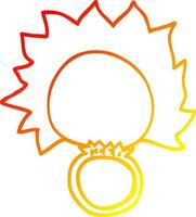 warm gradient line drawing cartoon fire ball ring vector