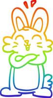 rainbow gradient line drawing cartoon cute bunny vector