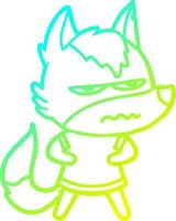 cold gradient line drawing cartoon annoyed wolf vector