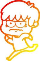 warm gradient line drawing annoyed cartoon boy vector