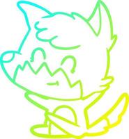 cold gradient line drawing cartoon friendly fox vector