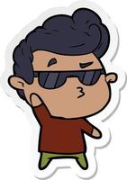 sticker of a cartoon cool guy vector