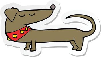 sticker of a cartoon dog vector