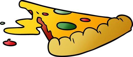 gradient cartoon doodle of a slice of pizza vector