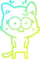 cold gradient line drawing cartoon surprised cat vector