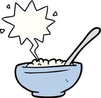 cartoon bowl of rice and speech bubble vector