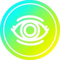staring eye circular in cold gradient spectrum vector