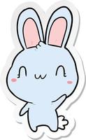 sticker of a cartoon rabbit waving vector