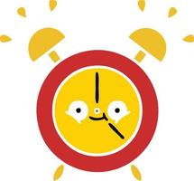 flat color retro cartoon alarm clock vector