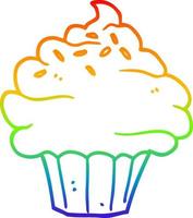 rainbow gradient line drawing cartoon cupcake vector