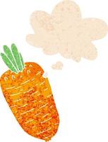 cartoon vegetable and thought bubble in retro textured style vector
