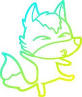 cold gradient line drawing cartoon wolf pouting vector