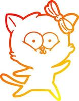 warm gradient line drawing cartoon cat vector