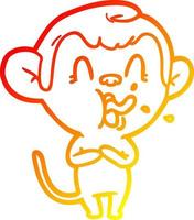 warm gradient line drawing crazy cartoon monkey vector