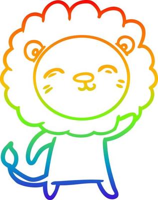 rainbow gradient line drawing cartoon lion