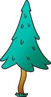 gradient cartoon doodle of woodland pine trees vector