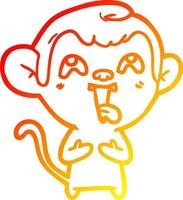 warm gradient line drawing crazy cartoon monkey vector