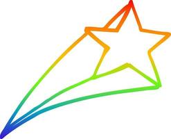 rainbow gradient line drawing cartoon shooting star vector