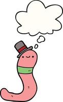 cute cartoon worm and thought bubble vector