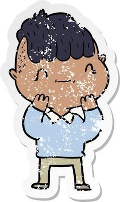 distressed sticker of a cartoon friendly boy