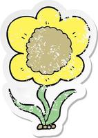 distressed sticker of a cartoon flower vector